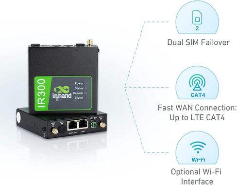 IR302 InHand Networks IR302 Industrial IoT 4G LTE VPN Cellular Router, LTE Cat 4 Without Wi-Fi, Support T-Mobile, AT&T & Verizon, UL Certification in Kuwait