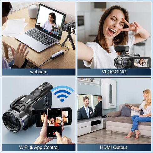 NBDDIGITAL Camcorder Video Camera, True 5K 48MP Vlogging Camera with Autofocus, WiFi,16X Digital Zoom,3" 270° IPS Screen,32GB Card,2 Batteries & Microphone,Black for YouTube & Travel Recording (Black) in Saudi Arabia