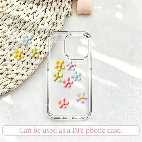 60 Pcs Flower Resin Charms Slime Charms Mixed Color Flatback Charms for DIY Crafts Scrapbooking Phone Case Decoration in Kuwait