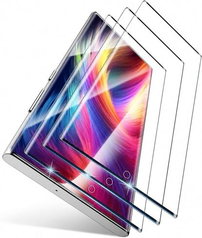 [3 Pack] 3D Curved Tempered Glass for Samsung Galaxy S22 Ultra Screen Protector 5G (6.8 Inch), 9H Hardness, Ultrasonic Fingerprint Compatible, Case Friendly, Bubble Free HD Clear Glass in Kuwait