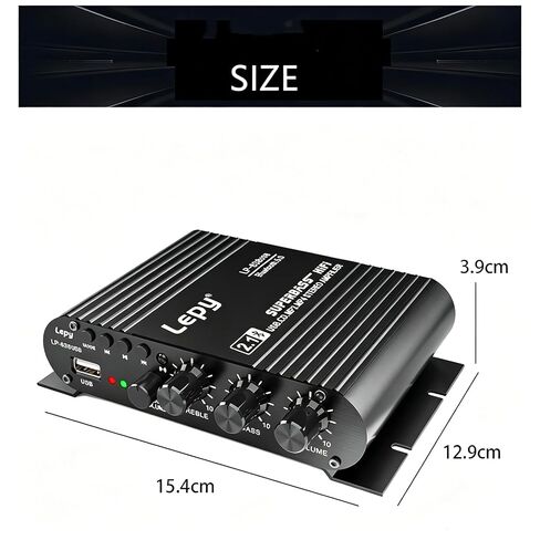Home Audio Amplifier Bluetooth 5.0 Stereo Receiver 2.1 Channel Subwoofer Amp Board with Treble/Bass/Sub Control HiFi Sound for Home Theater, Car & Karaoke, Includes Remote & Power Adapter in Saudi Arabia