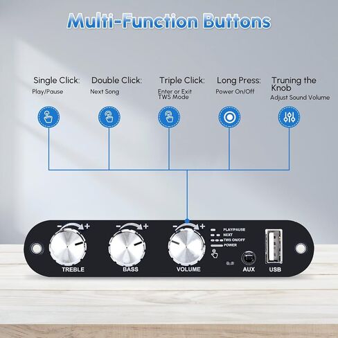 2PCS ZK-1001U Mono Amplifier Board Bluetooth 5.3 with TWS, 100W Power Output, Mini Audio Amp Vehicle Amplifier Wide Voltage Input 9-24V, Supports USB/AUX/Bluetooth in Kuwait