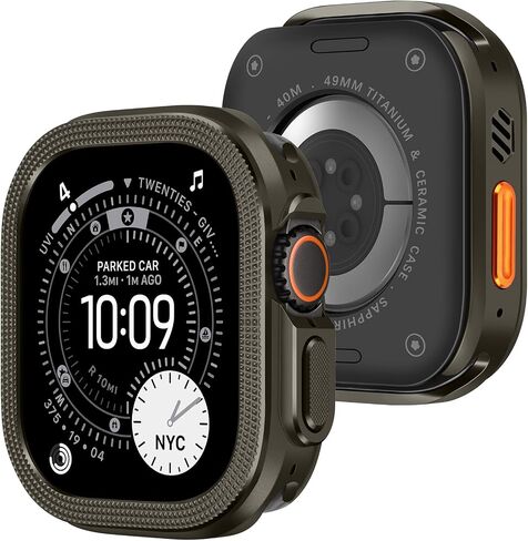 غطاء معدني 2 في 1 من Amizee متوافق مع Apple Watch Ultra 3/2/1 حافظة 49 ملم مع غطاء خلفي، حافظة متينة مقاومة للصدمات لساعة iWatch 49 ملم، أسود in Kuwait