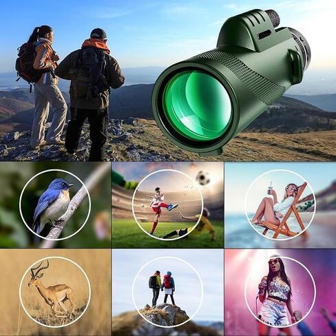 360 Military-Grade Magnification, Night Vision, with Adapter & Tripod, Bak4 Prism, Clear Low Light Vision for Bird Watching, Camping, Travel (Black, 80x100) in Kuwait