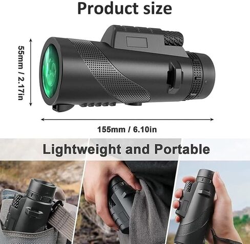 360 Military-Grade Magnification, Night Vision, with Adapter & Tripod, Bak4 Prism, Clear Low Light Vision for Bird Watching, Camping, Travel (Black, 80x100) in Kuwait