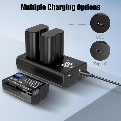JYJZPB 4 Pack EN-EL15C Batteries and Dual Battery Charger for Nikon D7500, D750, Z8, Z7, Z6, ZR, Z6 ii, Z6iii, Z7ii, Z5, D500, D600, D610, D810, D800, D800E, D710E, D850, D7000, D7100, D7200 Camera in Saudi Arabia