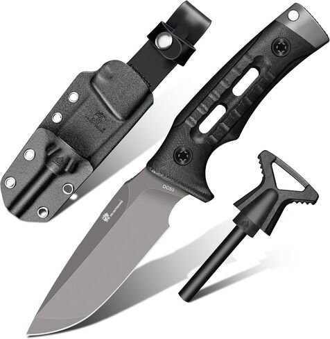 HX OUTDOORS Fixed Blade Camping Knife DC53 Steel Kydex Sheath Ferro Rod in Kuwait