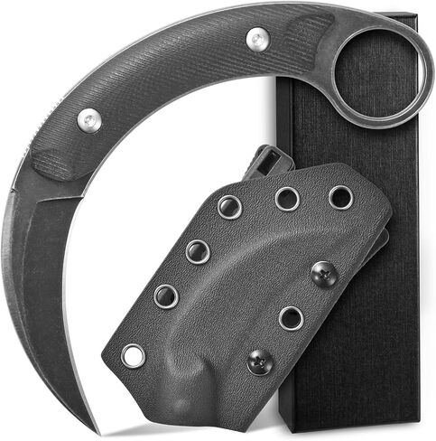 C16901 Fixed Blade Knives D2 Steel G10 Handle Outdoor Survival Claw Knife,Camping EDC Tools, Kydex Sheaths(Black) in Saudi Arabia