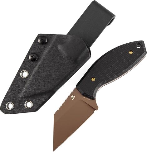 KANSEPT Siafu Fixed Blade Knife, Rose Gold Coated D2 Wharncliffe with Long Jimping, Full-Tang Black Micarta Ergonomic Handle, Kydex Sheath for EDC Outdoor Camping Hunting Survival G016A2 in Saudi Arabia