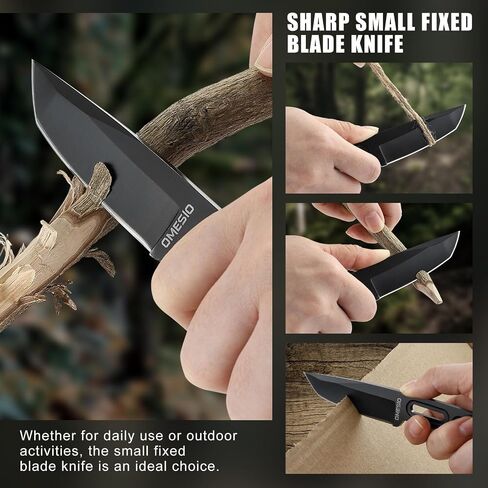 Omesio Small Fixed Blade Knife, 3.14" 5Cr13MoV Steel, Horizontal Carry in Saudi Arabia