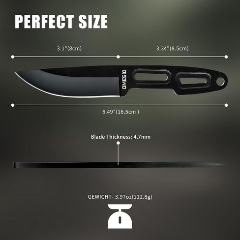 Omesio Small Fixed Blade Knife, 3.14" 5Cr13MoV Steel, Horizontal Carry in Saudi Arabia