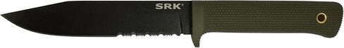 Cold Steel Exclusive SRK Fixed Blade Knife 6" Partially Serrated Clip Point SK-5 Black Blade Kray-Ex Handle OD Green in Saudi Arabia