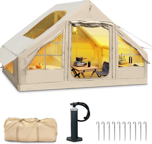 KING&DUKE Inflatable Tent, 4-6 Person Glamping Tent with Pump and Canopy in Saudi Arabia