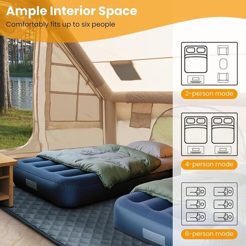 KING&DUKE Inflatable Tent, 4-6 Person Glamping Tent with Pump and Canopy in Saudi Arabia