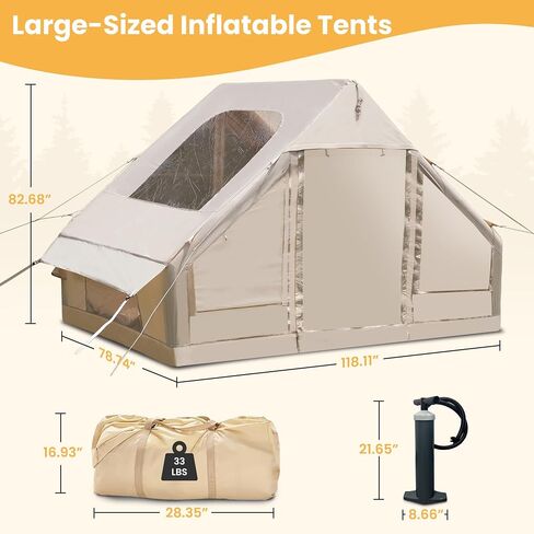 KING&DUKE Inflatable Tent, 4-6 Person Glamping Tent with Pump and Canopy in Saudi Arabia