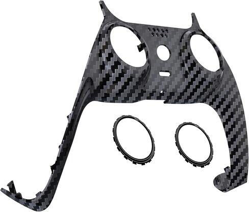 eXtremeRate Graphite Carbon Fiber Pattern Decorative Trim Shell Compatible with p s 5 Controller, DIY Replacement Clip Shell, Custom Plates Cover Compatible with p s 5 Controller with Accent Rings in Saudi Arabia