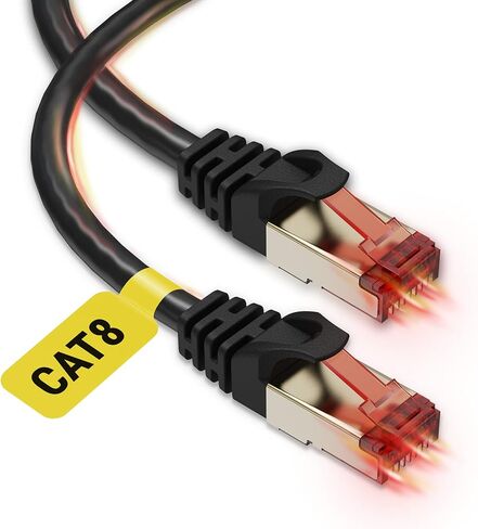 Ultra Clarity Cables Cat 8 Ethernet Cable 10 FT [2 Pack], High Speed 40 Gbps 2000Mhz Internet LAN Cable with Gold Plated RJ45 Connector, Weatherproof Ethernet Cord for Router, PC, PS5, Xbox - Black in Saudi Arabia