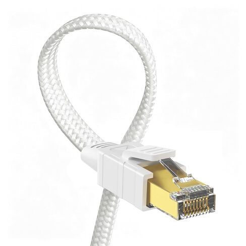 Orbram Cat 8 Ethernet Cable 3FT Black Nylon Braided Bundle with Cat 8 Ethernet Cable 15FT White in Saudi Arabia