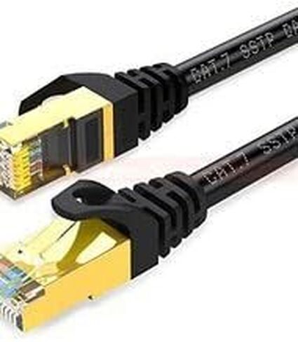 Cat7 Gold Plated Shielded Ethernet RJ45 Patch Cable Cord Network U/FTP LAN Black (6ft) in Saudi Arabia