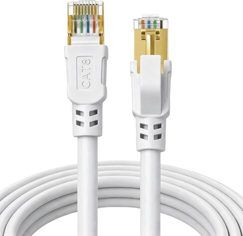 DDMALL Cat 8 Ethernet Cable 33FT, 40Gbps Round Internet Cable (33ft, White) in Kuwait