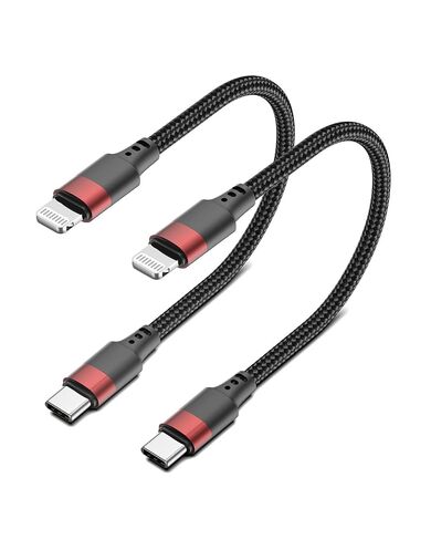 Bkduice 1ft USB C to Lightning Cable, 2 Pack PD Fast Charging [MFi Certified] Short USB C iPhone Charger Cord, Braided 12 inch USBC to Lightning Cable for iPhone 14/13/12/11 Pro Max/XR/XS/SE/AirPods in Saudi Arabia