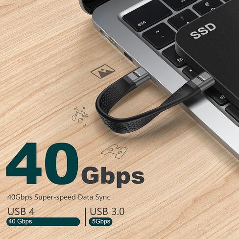 Short USB C Cable with Keychain Total 4-Packs, (5inch) Thunderbolt 4 USB 4 Cable with 40Gbps Data Transfer 240W PD Fast Charging 8K@60Hz, Compatible for iPhone17 Pro Max in Kuwait