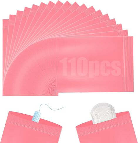 Sanitary Napkin Disposal Bags 110pcs, Tampon Disposal Bags, Pink-6x4in in Kuwait