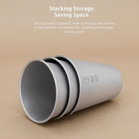 Keith Titanium Beer Mug Camping Pot Wide Mouth Mug Lightweight Stackable Suitable for Camping Barbecues Pub Visits and Cold Drinks (15.2, Fluid Ounces) in Kuwait
