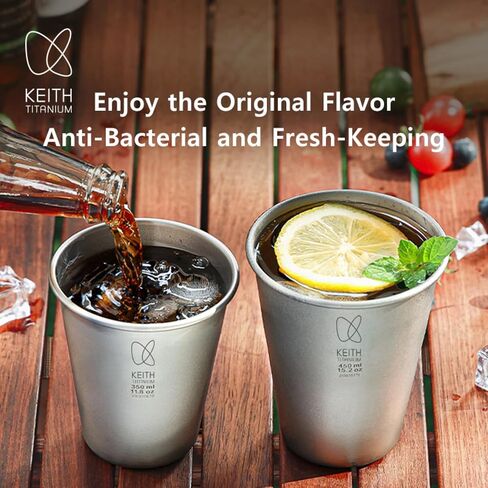 Keith Titanium Beer Mug Camping Pot Wide Mouth Mug Lightweight Stackable Suitable for Camping Barbecues Pub Visits and Cold Drinks (15.2, Fluid Ounces) in Kuwait