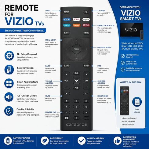 جهاز التحكم عن بعد للتلفزيون البديل لجميع أجهزة تلفزيون VIZIO in Kuwait
