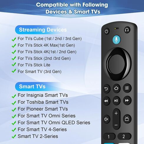 جهاز تحكم عن بعد بديل متوافق مع Firestick 4K (الجيل الأول/الثاني)، عصا التلفاز (الجيل الثاني/الجيل الثالث/لايت/4K Max/4K Plus)، عصا التحكم عن بعد لأجهزة التلفاز الذكية من الجيل الثالث مع البحث الصوتي والمكعب in Kuwait