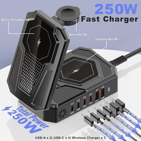 250W Foldable Wireless Charging Station for Multiple Devices Apple, in Kuwait