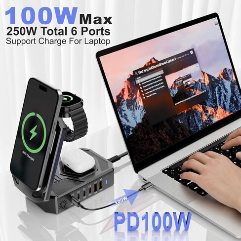 250W Foldable Wireless Charging Station for Multiple Devices Apple, in Kuwait
