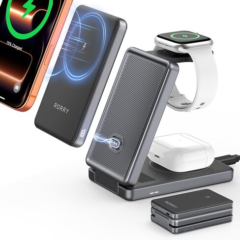 محطة شحن RORRY Auradock iPhone 3 في 1 لأجهزة Apple، بنك طاقة 10000 مللي أمبير في الساعة in Kuwait