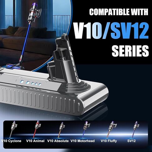 Upgraded 10000mAh Replacement for Dyson V10 Battery SV12 242151, 25.2V Battery Compatible with Dyson V10 Cyclone/Animal/Absolute/Fluffy/Motorhead Cordless Vacuum Cleaner in Kuwait