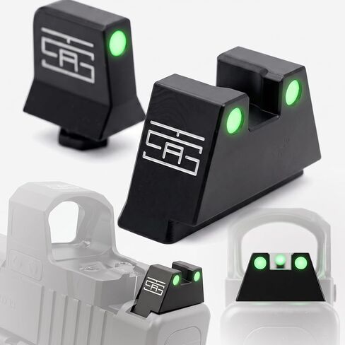 TSA® Big Dot Glow Sights Compatible with Glock® MOS 17 19 45 Gen 1-6 | Tall Height Co-Witness | CNC 7075 Aluminum in Kuwait