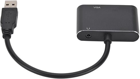 USB 3.0 VGA Converter 2 in 1 Lightweight High Definition Multimedia Interface and VGA Adapter Cable for Dual Screen Display Black 18 * 6.5 * 1.5cm in Kuwait