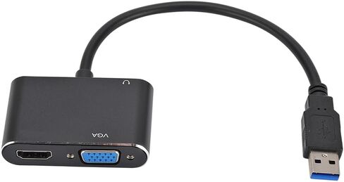 USB 3.0 VGA Converter 2 in 1 Lightweight High Definition Multimedia Interface and VGA Adapter Cable for Dual Screen Display Black 18 * 6.5 * 1.5cm in Kuwait