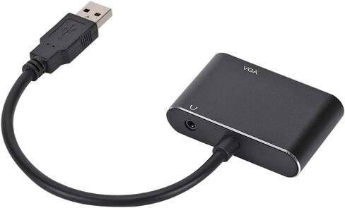 USB 3.0 VGA Converter 2 in 1 Lightweight High Definition Multimedia Interface and VGA Adapter Cable for Dual Screen Display Black 18 * 6.5 * 1.5cm in Kuwait