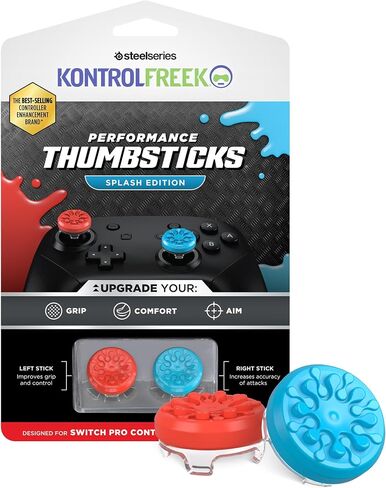 عصا التحكم KontrolFreek Splash Performance لوحدة تحكم Nintendo Switch Joy-Con | مقعرة | أزرق/أحمر in Kuwait