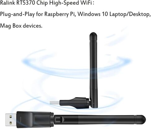 محول عصا واي فاي USB دونجل RT5370 150 ميجابت في الثانية لـ MAG 254 250 255 270 275 IPTV Set-Top Box، Jynxbox، Linkbox، Raspberry Pi/Pi 2 3 4 Zero، أجهزة الكمبيوتر المحمولة المكتبية، لـ Win7، Win8، Mac OS، Linux in Kuwait
