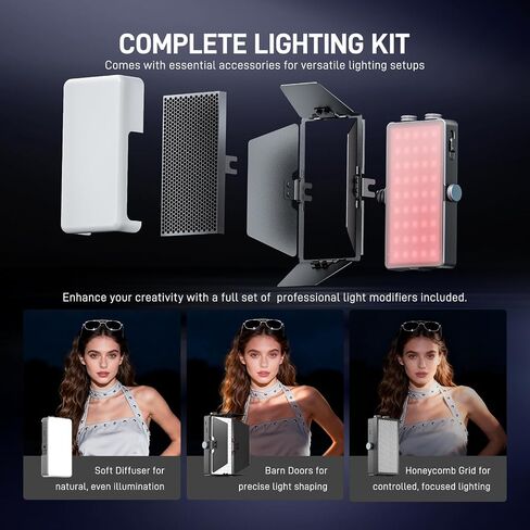 PHOTOOLEX X2077 Panel Light, RGB LED Video Light, Portable Camera Light in Kuwait