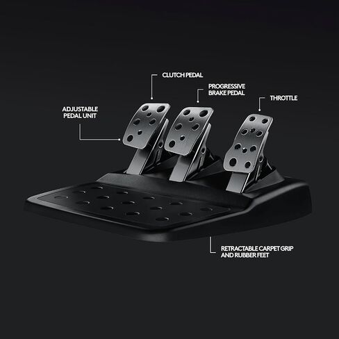 Logitech G920 Driving Force Racing Wheel and Floor Pedals for Xbox Series X|S, One, PC – Real Force Feedback, Hand-Stitched Leather, Stainless Steel Paddle Shifters with Signature Series Microfiber Lens Cloth in Kuwait
