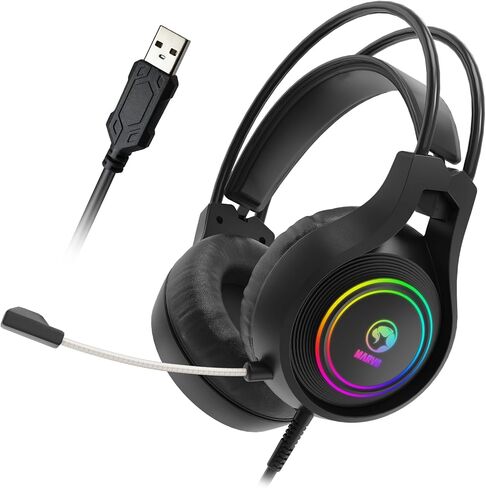 MARVO H8921 Gaming Headset with Mic, Wired Headphones Over Ear, USB Headset with Surround Sound, Noise Canceling Gaming Headphones for PC, PS4/PS5 in Saudi Arabia
