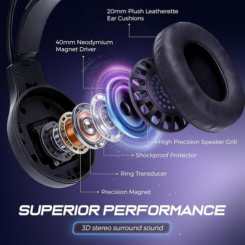 MARVO H8921 Gaming Headset with Mic, Wired Headphones Over Ear, USB Headset with Surround Sound, Noise Canceling Gaming Headphones for PC, PS4/PS5 in Saudi Arabia
