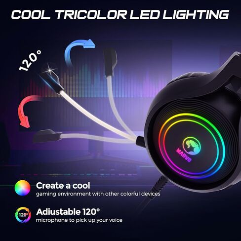 MARVO H8921 Gaming Headset with Mic, Wired Headphones Over Ear, USB Headset with Surround Sound, Noise Canceling Gaming Headphones for PC, PS4/PS5 in Saudi Arabia