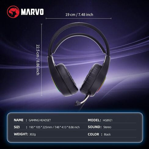 MARVO H8921 Gaming Headset with Mic, Wired Headphones Over Ear, USB Headset with Surround Sound, Noise Canceling Gaming Headphones for PC, PS4/PS5 in Saudi Arabia