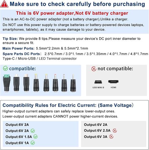 Universal 6V 2A Power Supply Adapter 6 Volt 2000mA Wall Charger in Saudi Arabia