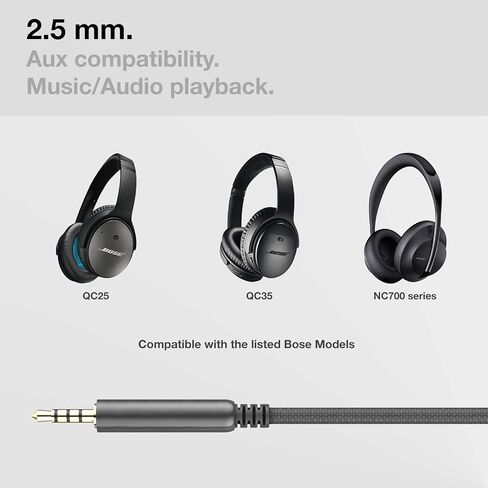 Bolle & Raven Thore 2.5mm to USB-C Audio Cable for Bose Headphones (QC25 QC35 QC45 700) Replacement Aux Cord with Mic/Remote/Volume Control (Adapter Free Type-C connectivity) in Kuwait