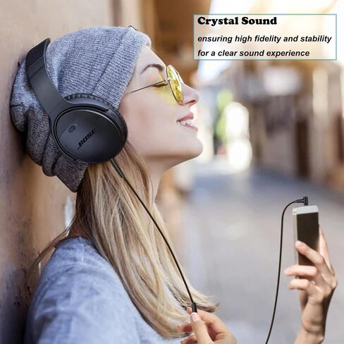 سلك كابل الصوت البديل لسماعات الرأس Bose QuietComfort QC45 QC35II QC35 QC25 NC 700 Soundlink Soundtrue سلك Aux سلك 3.5 مم إلى 2.5 مم على الأذن سلك ميكروفون/جهاز تحكم عن بعد - أسود in Kuwait